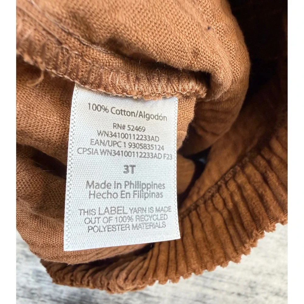 Wonder Nation Girls 3T Brown Corduroy Button Front Mini‎ Skirt Elastic Waist